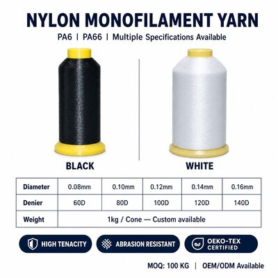 60D 80D 100D 0,10MM 0,12MM 0,14MM Monofilament de fil de nylon polyester PP PE pour le tissage Fabrique de broderie en gros